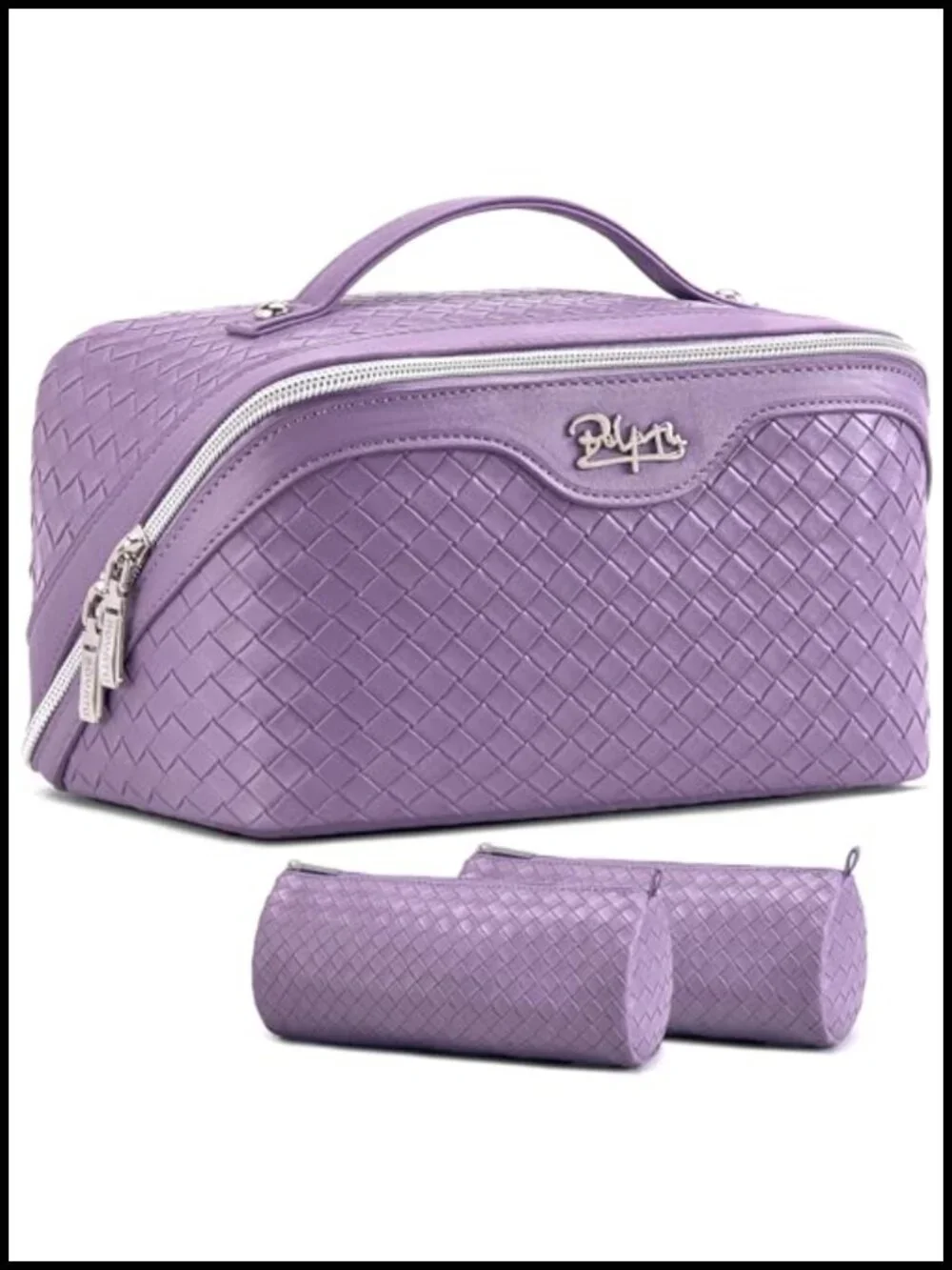 Large Capacity Travel Makeup Bag Set - Vegan Leather Toiletry Organizer with